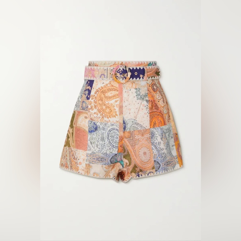 Zimmermann Anneke Patch Printed Tassel Embellished Shorts with Belt NWOT - Picture 2 of 13